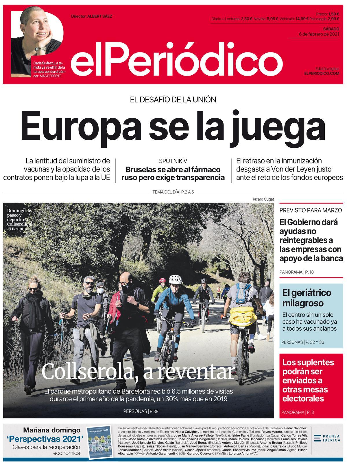 La portada d’EL PERIÓDICO del 6 de febrer del 2021