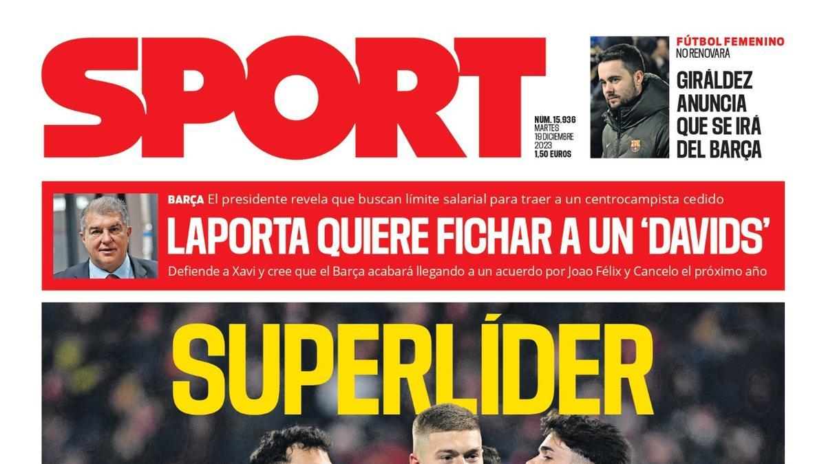 La portada de SPORT de hoy