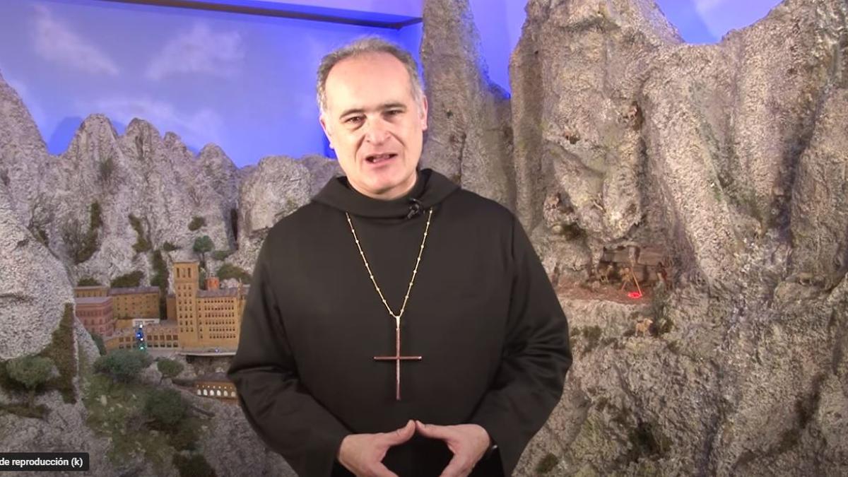 L'abat de Montserrat en el vídeo de la felicitació de Nadal davant del pessebre monumental