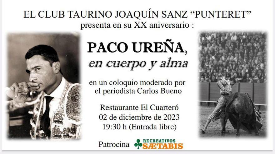 El Club Punteret de Xàtiva celebra sus 20 años con el torero Paco Ureña