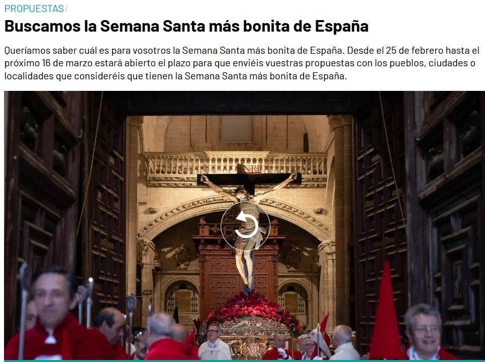 Portada de Viajestic con la iniciativa encabezada por una fotografía de la Semana Santa de Zamora