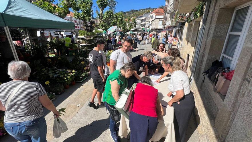 Campaña de recogida de firmas que se llevó a cabo para que la Xunta se hiciera cargo de los comedores escolares de Cangas.