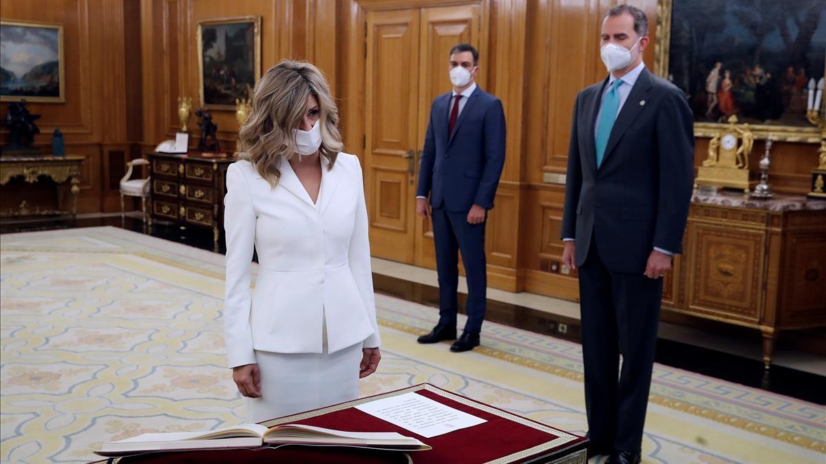 El Rey Felipe VI preside la jura o promesa de la vicepresidenta tercera y ministra de Trabajo y Economía Social  Yolanda Díaz.