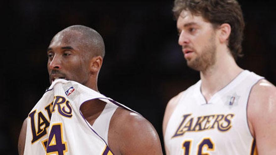 Gasol y Bryant ganaron dos anillos en los Lakers.