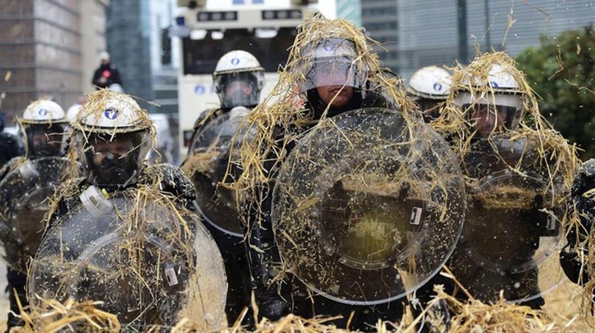 Protesta de agricultores en Bruselas (Bélgica)