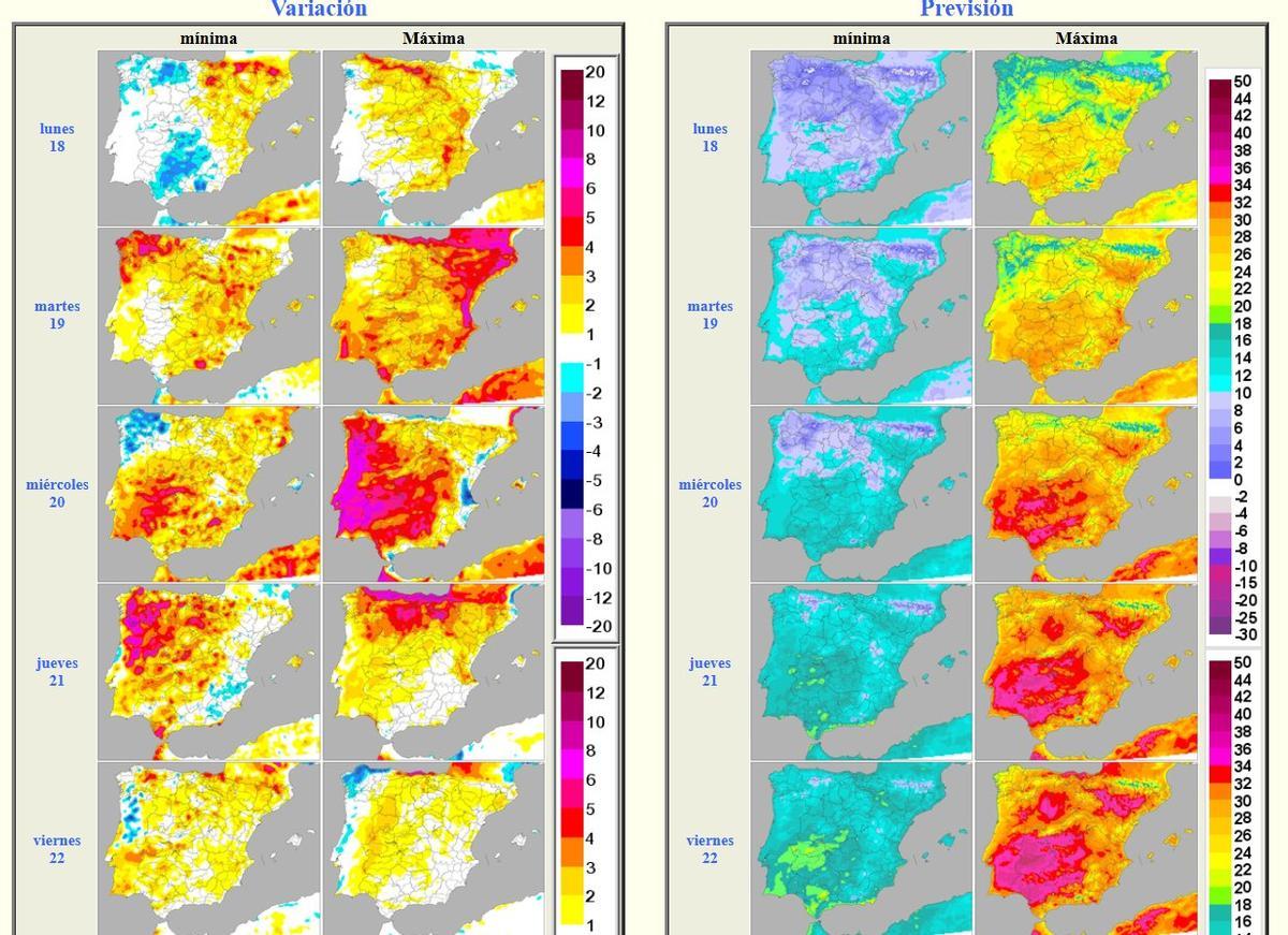 Así variarán las temperaturas en España durante los próximos días.