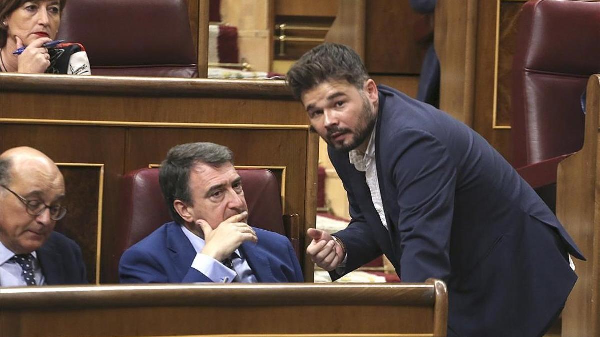 Aitor Rufián y Gabriel Rufián, este martes en el Congreso.