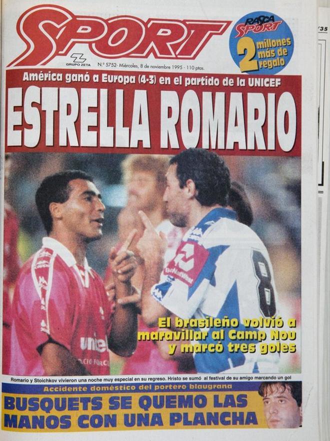1995 - Partido benéfico de UNICEF en el Camp Nou con Romario y Stoichkov como protagonistas