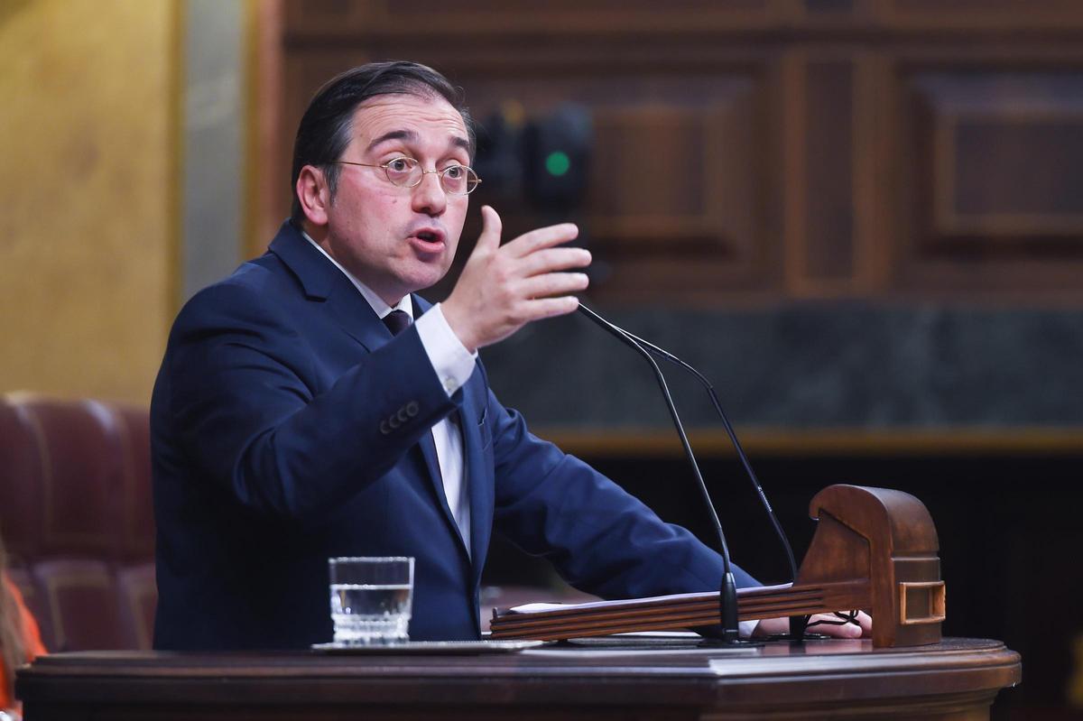 El ministro de Exteriores, José Manuel Albares, en el Congreso.