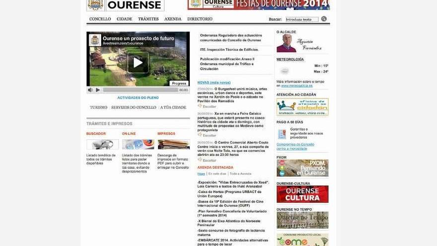 La página web del Concello de Ourense que recibió el suspenso.