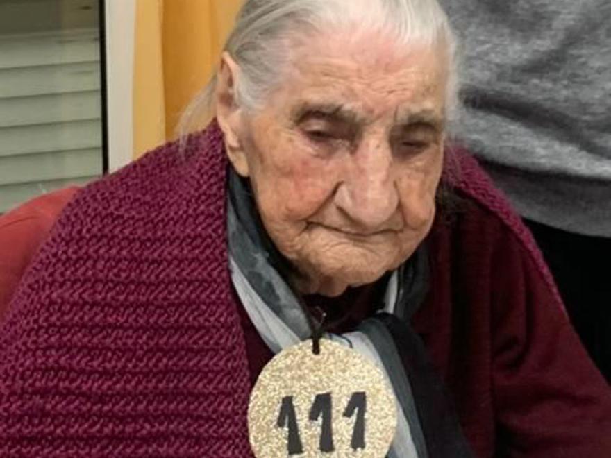 Vicenta Prieto el día de su 111 cumpleaños, hace diez meses.