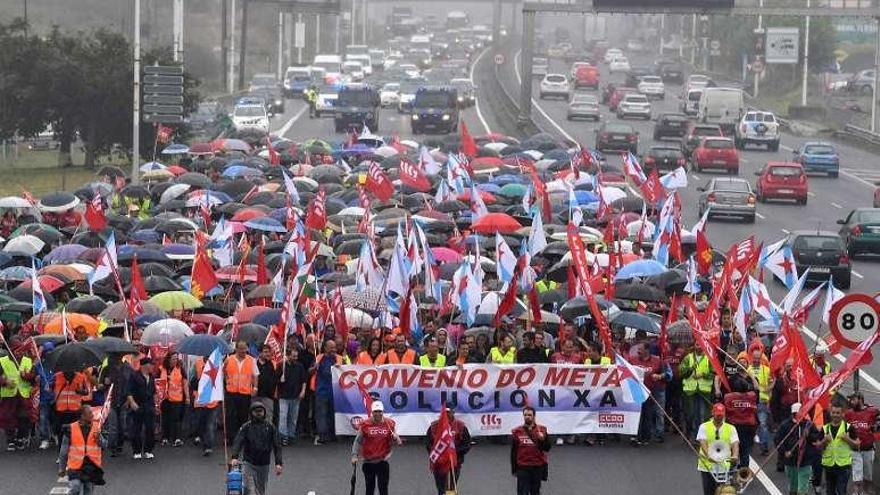 Manifestación de los trabajadores del metal en A Coruña en julio.