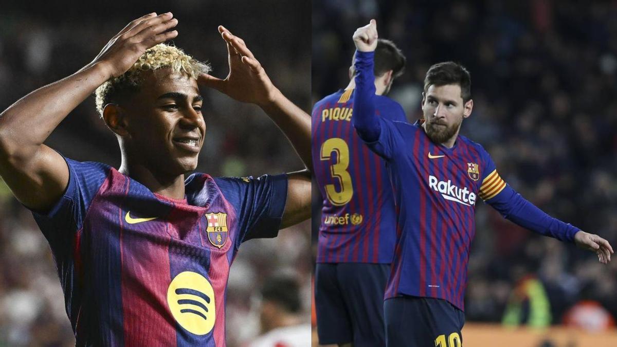 Lamine Yamal, junto a Leo Messi, los dos '10' del Barça