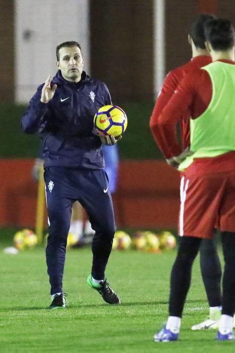 Primer entrenamiento de Baraja con el Sporting