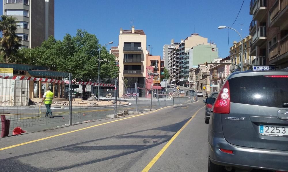 Obres de la rotonda de la plaça del Sol