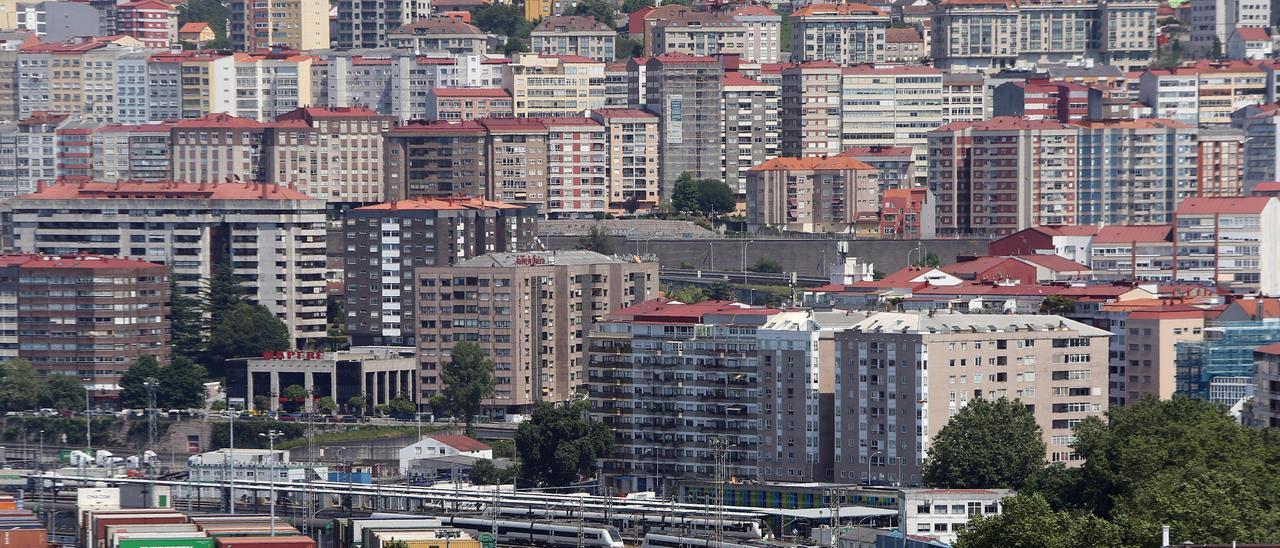 Vista de edificios en Vigo.