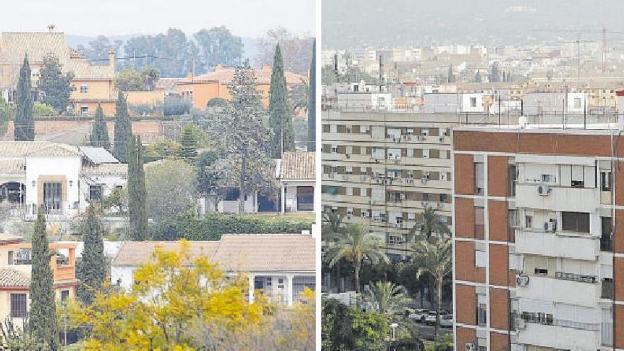 Casas unifamiliares en el barrio de El Brillante y bloques de pisos en el Sector Sur.