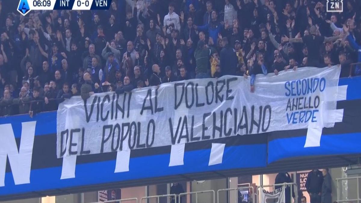Tarjeta de apoyo a los aficionados del Inter en Valencia