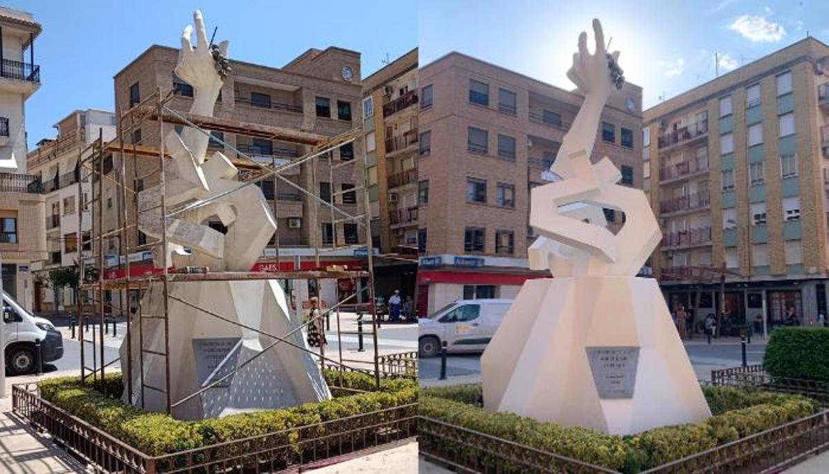 Utiel restaura su emblemático monumento homenaje al agricultor utielano.