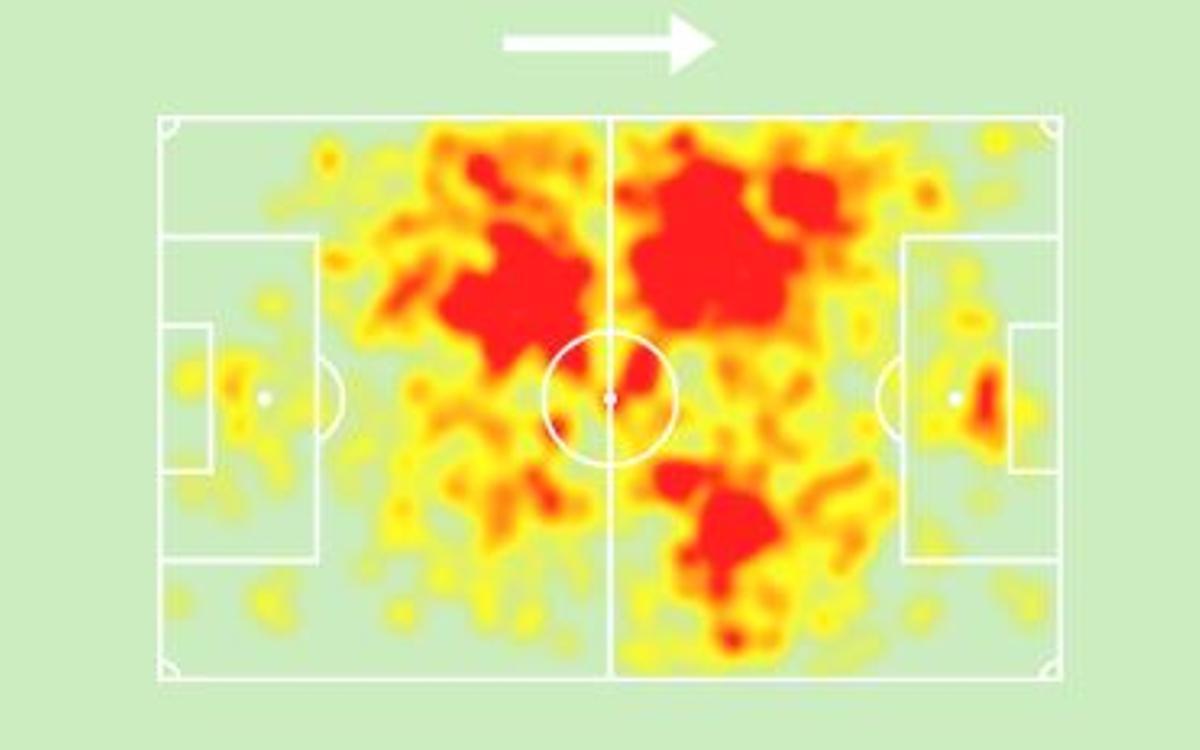 El mapa de calor de Nico González, en la temporada 24-25 con el Oporto