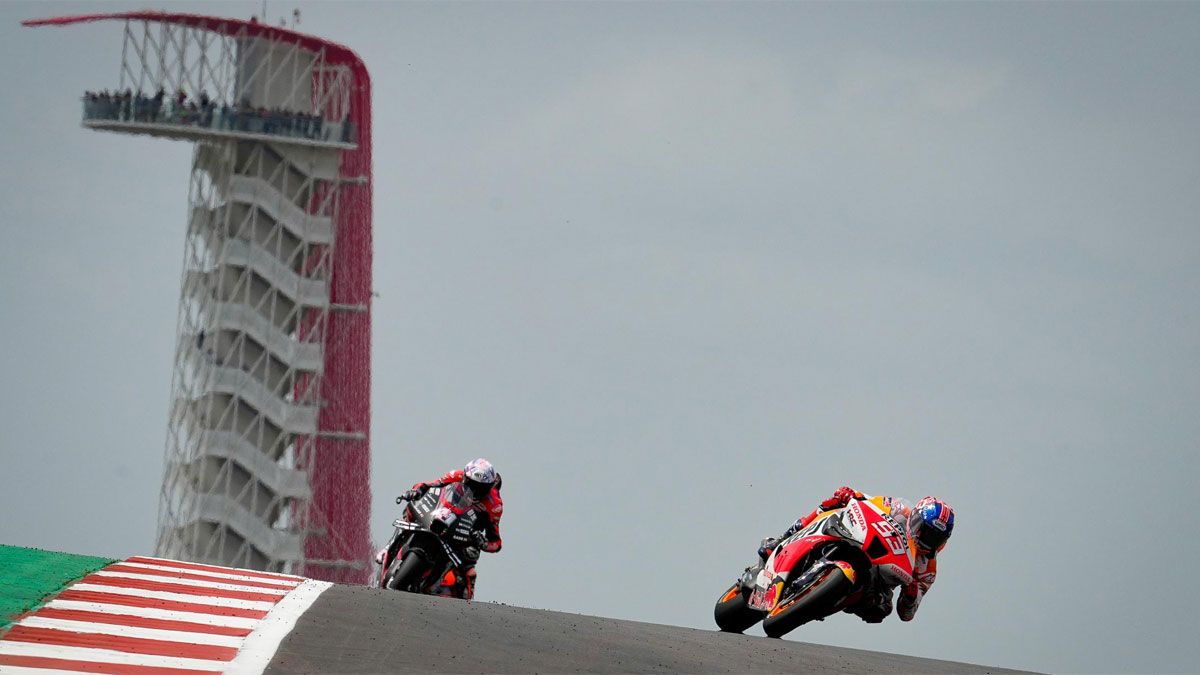 Márquez, durante su remontada en Austin