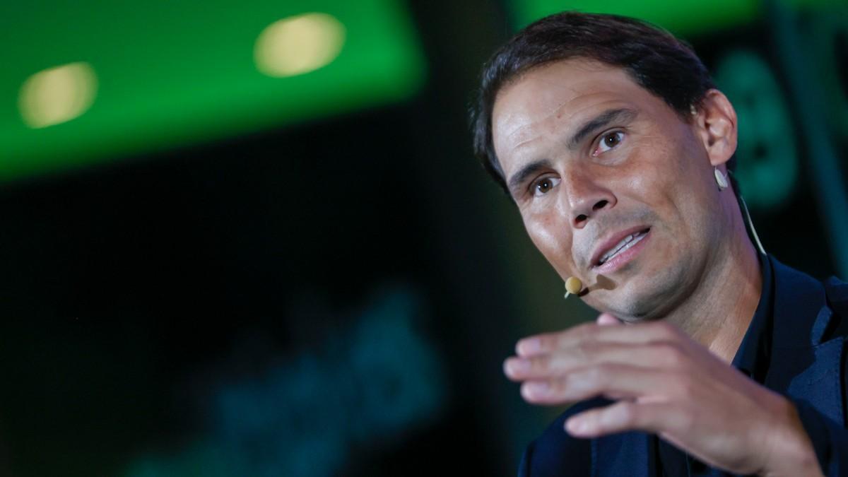 El tenista Rafa Nadal durante la presentación del nuevo proyecto empresarial del manacorí junto a Juan Matji