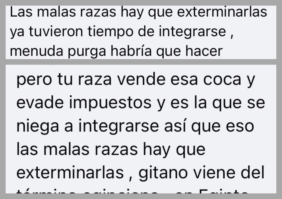 Algunos de los comentarios que Víctor Montes denuncia.