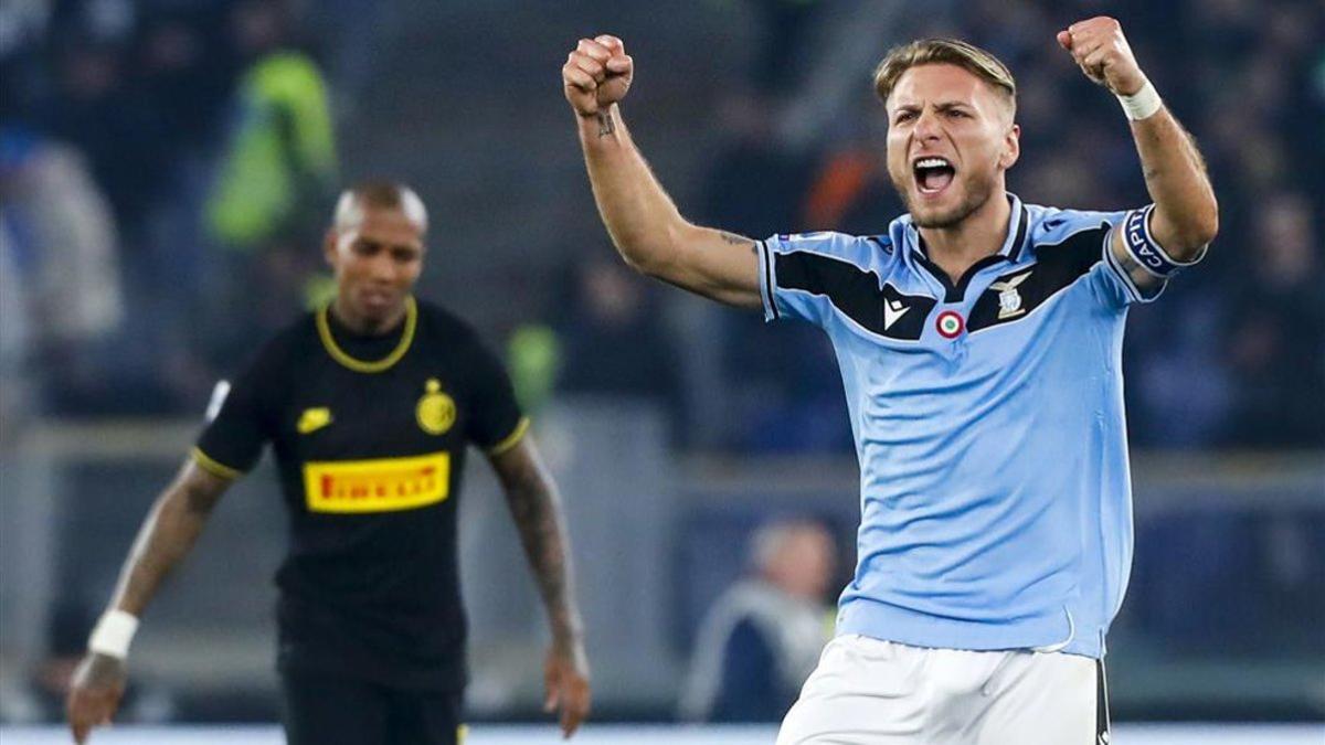 Ciro Immobile marcó en el triunfo de la Lazio sobre el Inter (2-1)