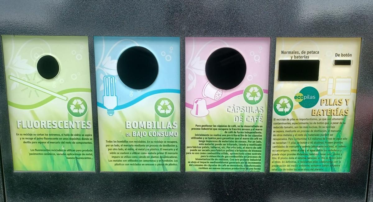 Discos, cápsulas de café, corchos o bombillas: así son los minipuntos limpios de reciclaje de Llanera
