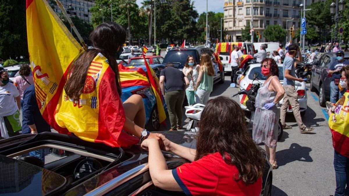 Manifestantes de Vox el pasado día 23 de mayo en Barcelona.