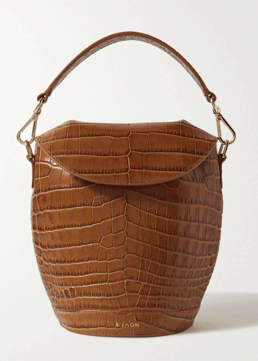 S. Joon Milk Pail Croc-Effect Leather Tote.