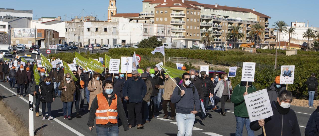 Manifestación de agricultores del pasado mes de marzo, en Favara.