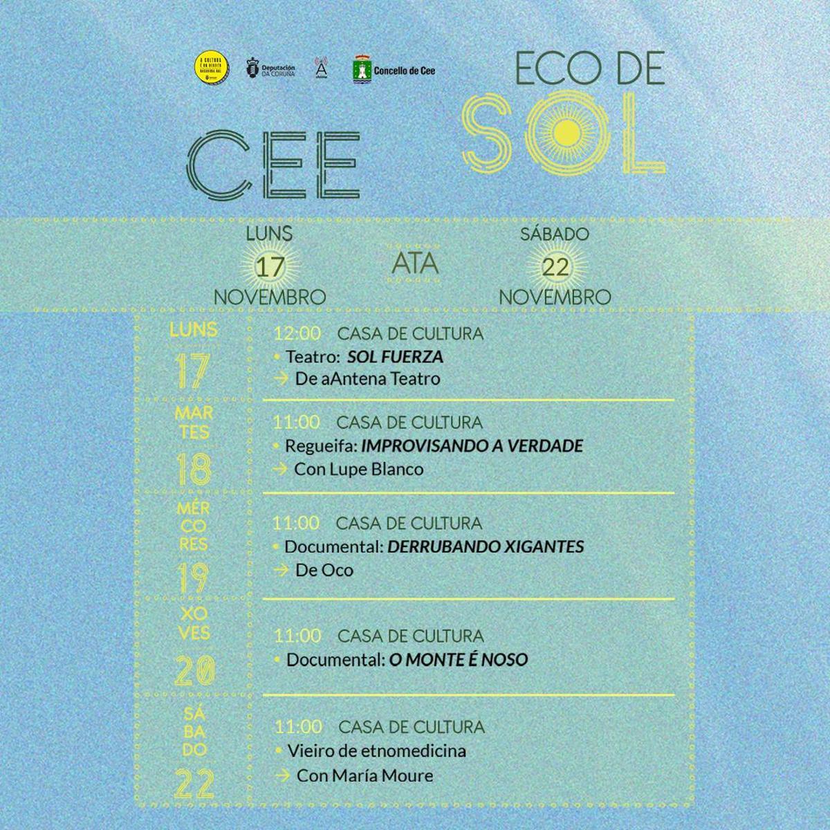 Cartel dos actos programados en Cee.
