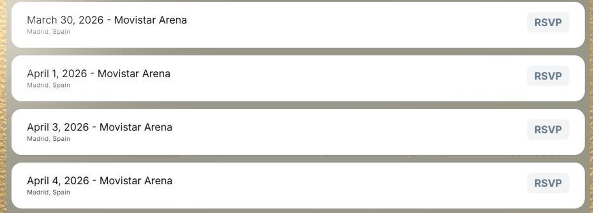 Preventa para los conciertos de Madrid en la web de Rosalía