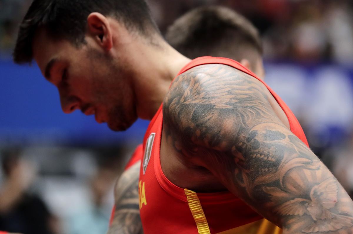 Jakarta (Indonesia), 28/08/2023.- Willy Hernangomez of Spain in action during the FIBA Basketball World Cup 2023 group stage match between Brazil and Spain in Jakarta, Indonesia, 28 August 2023. (Baloncesto, Brasil, España) EFE/EPA/MAST IRHAM