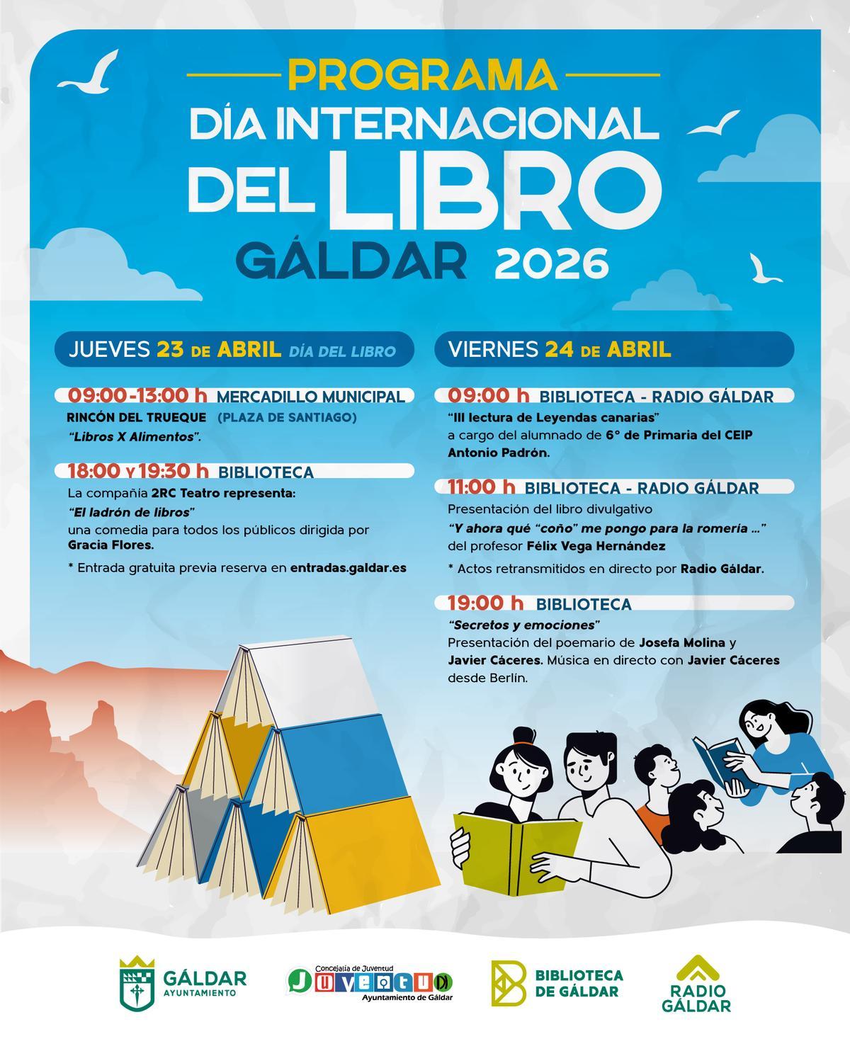 Programa del Día Internacional del Libro 2026 en Gáldar.
