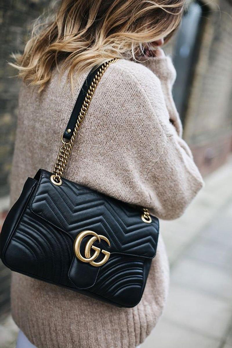 Bolso de Hombro GG Marmont de Matelassé de Gucci