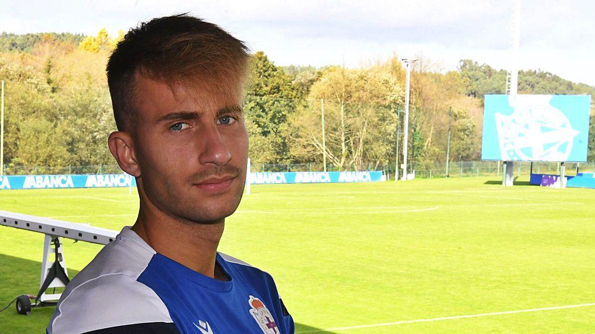 Yago Gandoy, ayer en la ciudad deportiva de Abegondo.