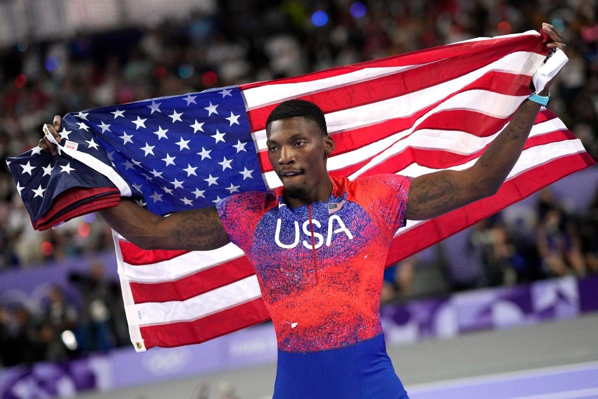 Fred Kerley, tras ser bronce en la carrera de 100 metros de los Juegos Olímpicos de París en 2024.