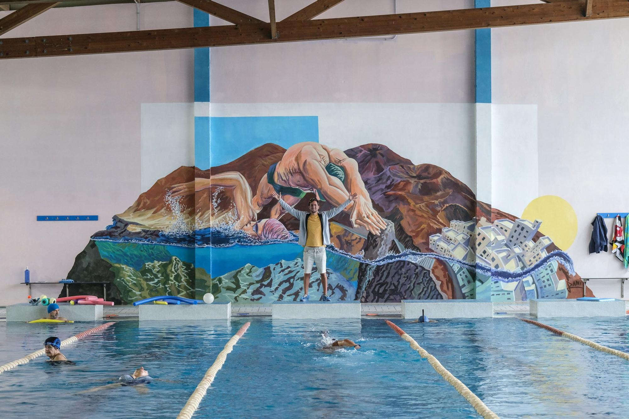 Mural en la piscina de La Isleta