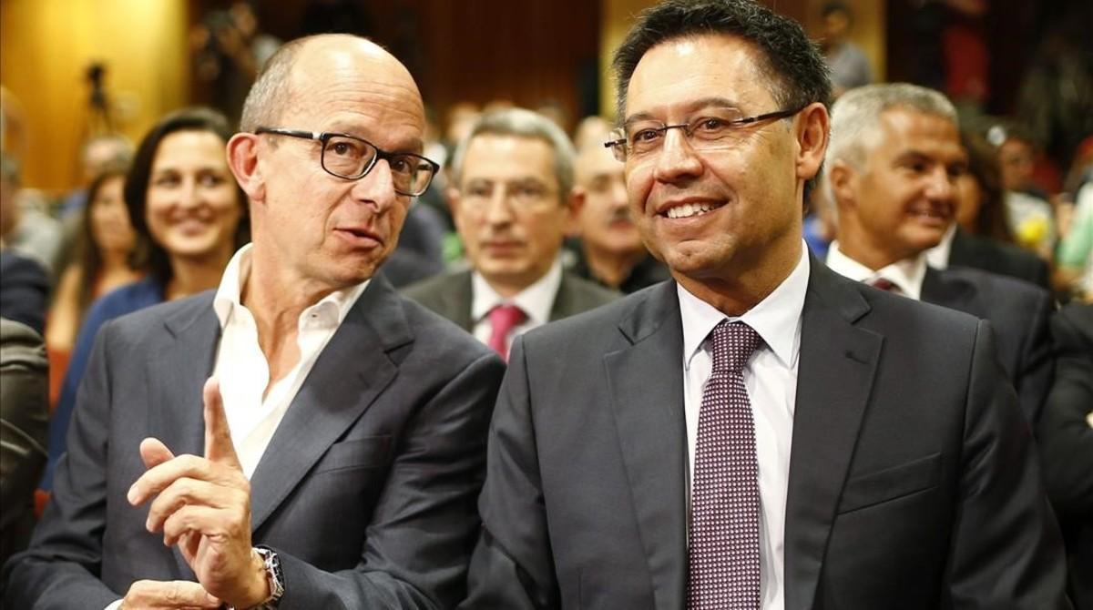 El vicepresidente Jordi Cardoner y el presidente Josep Maria Bartomeu.