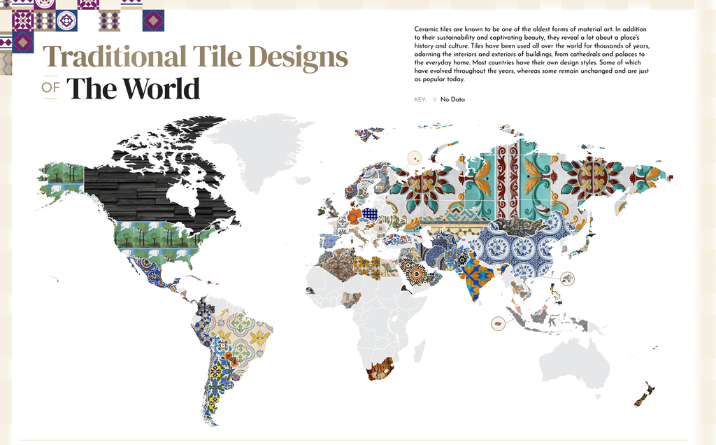 Azulejos, Mapa del mundo