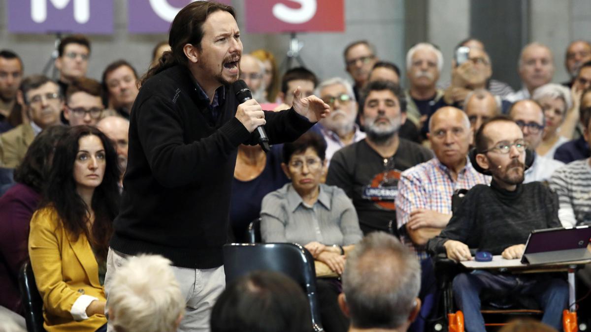 Pablo Iglesias en un acto en Zaragoza.