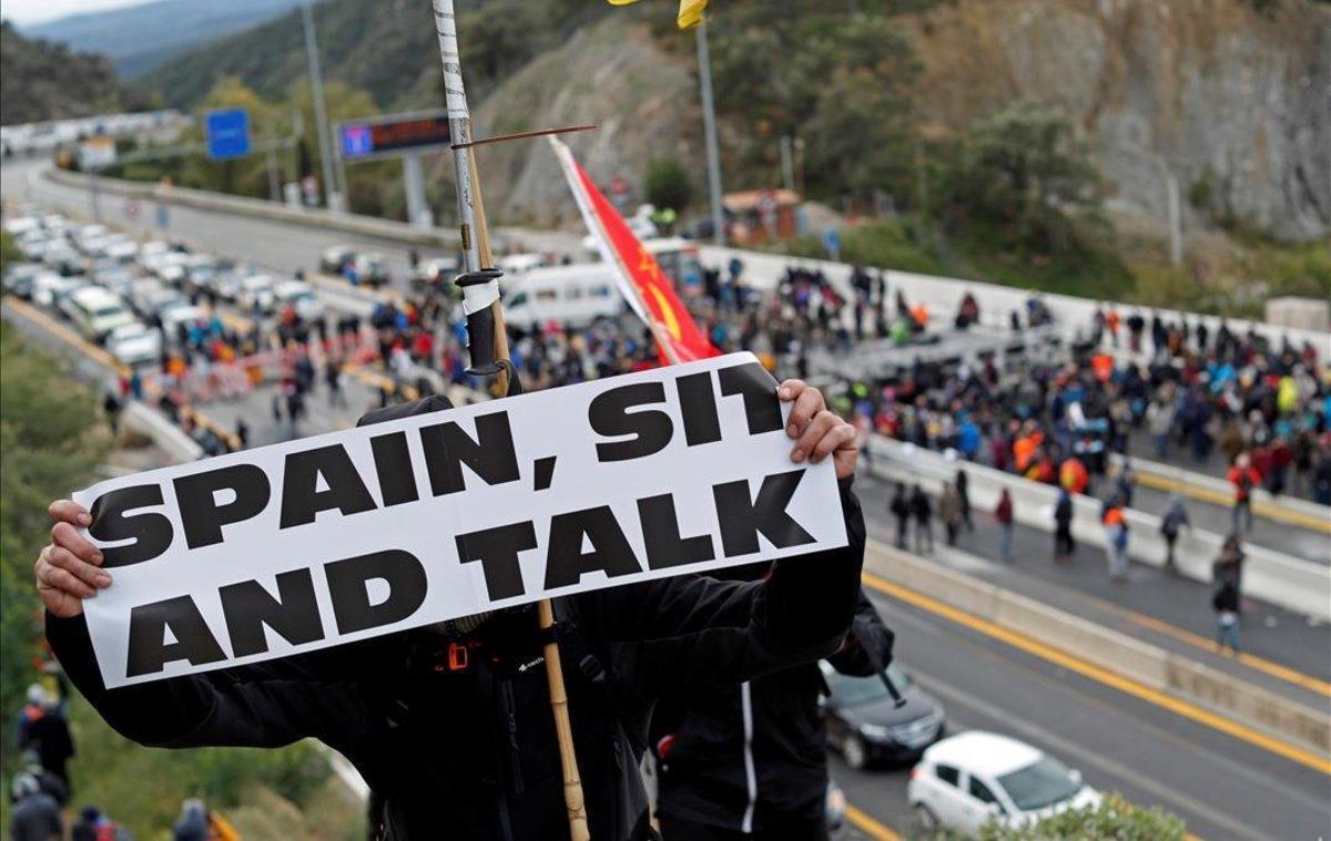 Corte de la AP-7 en La Jonquera, en una convocatoria de Tsunami Democràtic.
