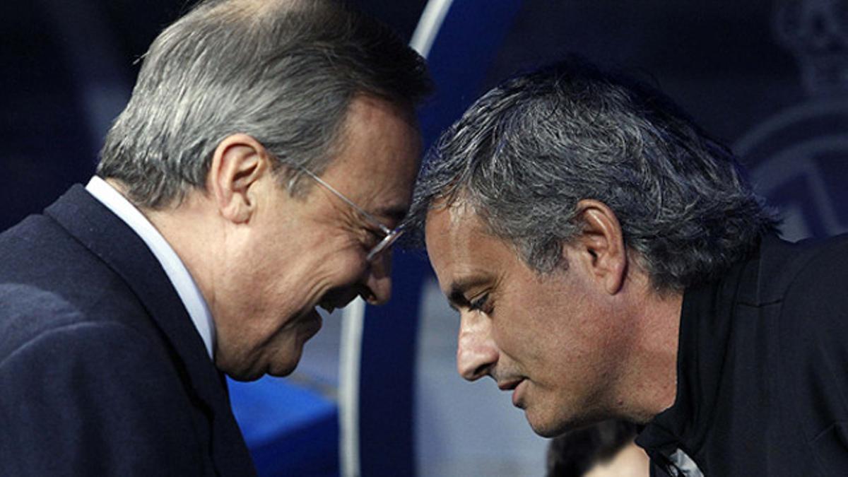Florentino Pérez y José Mourinho, en el Bernabéu