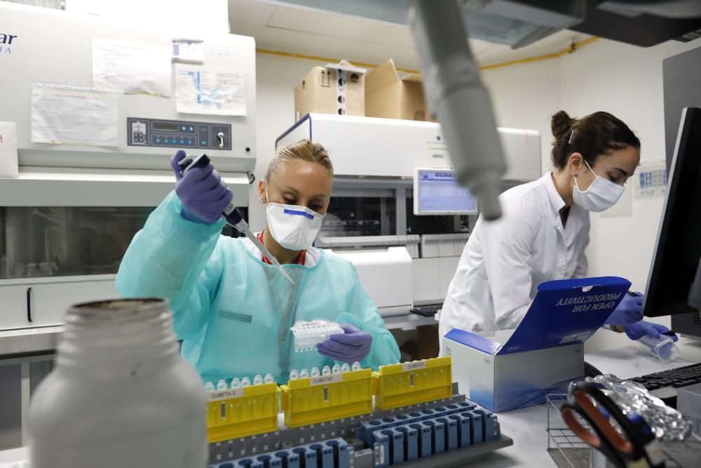Visita de Ximo Puig y Ana Barceló a las instalaciones de Fisabio, donde se desarrolla un test rápido del coronavirus que costará sólo 1 euro.