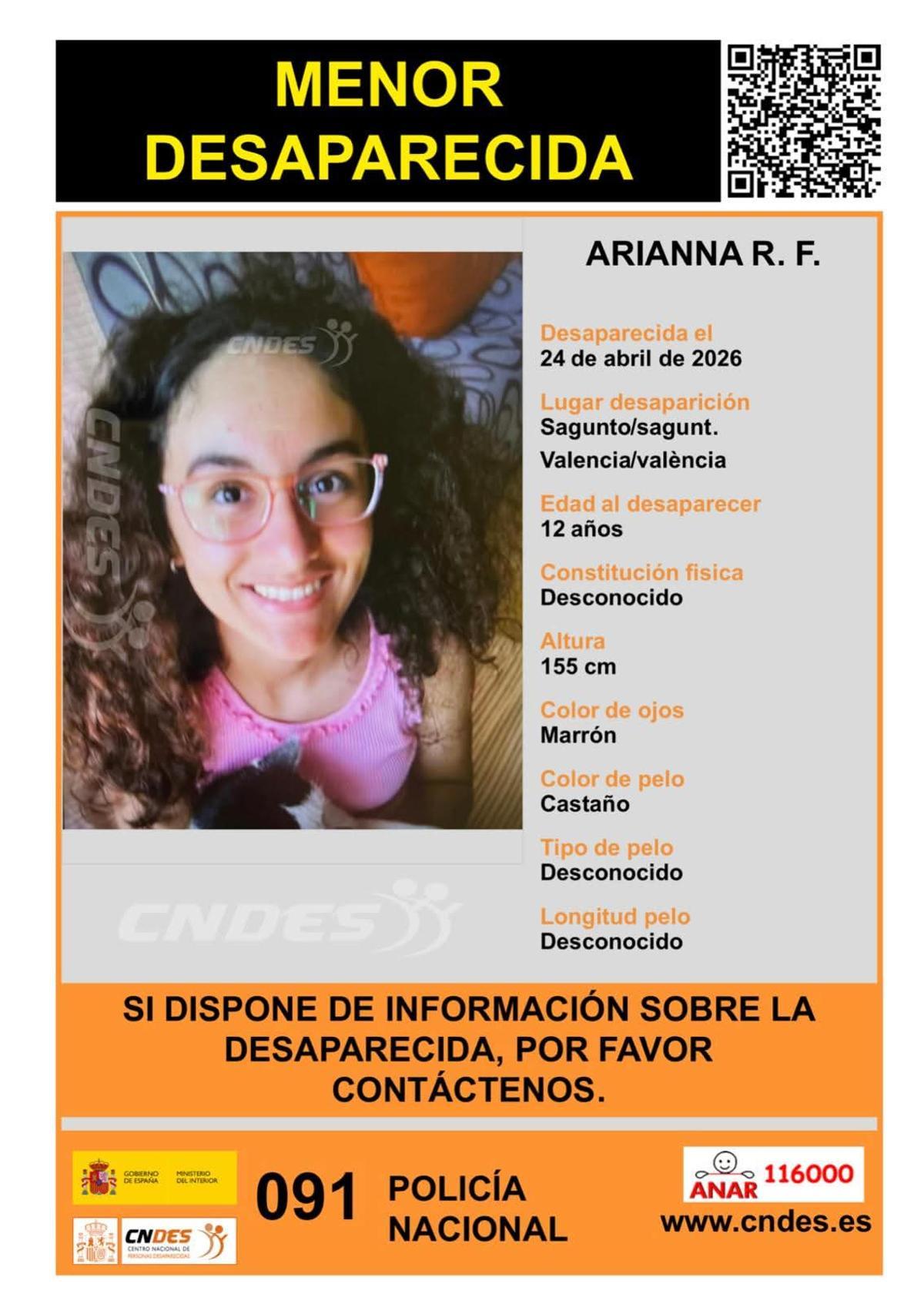 Imagen del cartel de la desaparición.