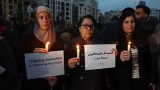 Una protesta en Beirut condena el asesinato de varios periodistas en el sur de Líbano