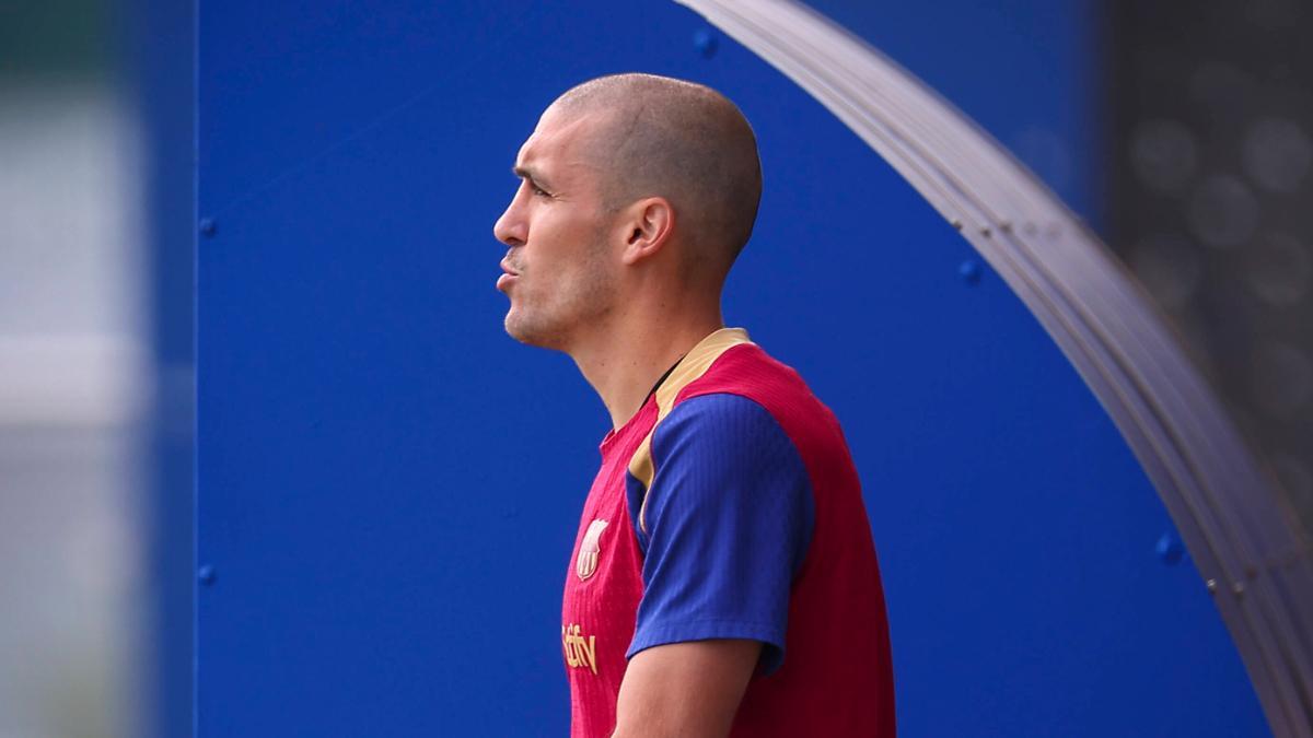 Oriol Romeu, durante un entrenamiento con el Barça