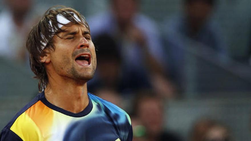 David Ferrer se lamenta tras perder contra Nishikori.